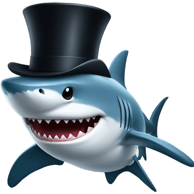 Shark with a top hat emoji