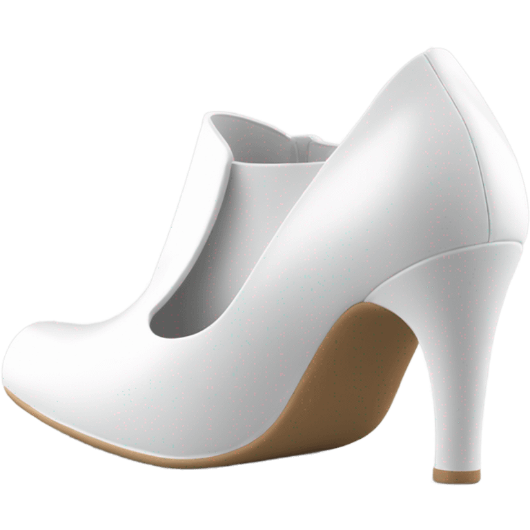 white latex mid heel shoe back view emoji