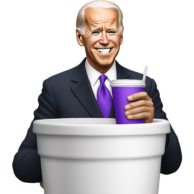 joe biden holding a purple drink in a white foam cup emoji