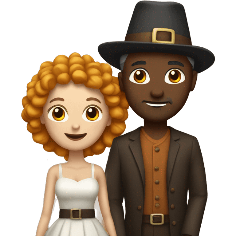 White couple dressed up for Thanksgiving emoji