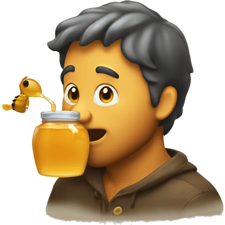 Man eating honey from honey pot  emoji