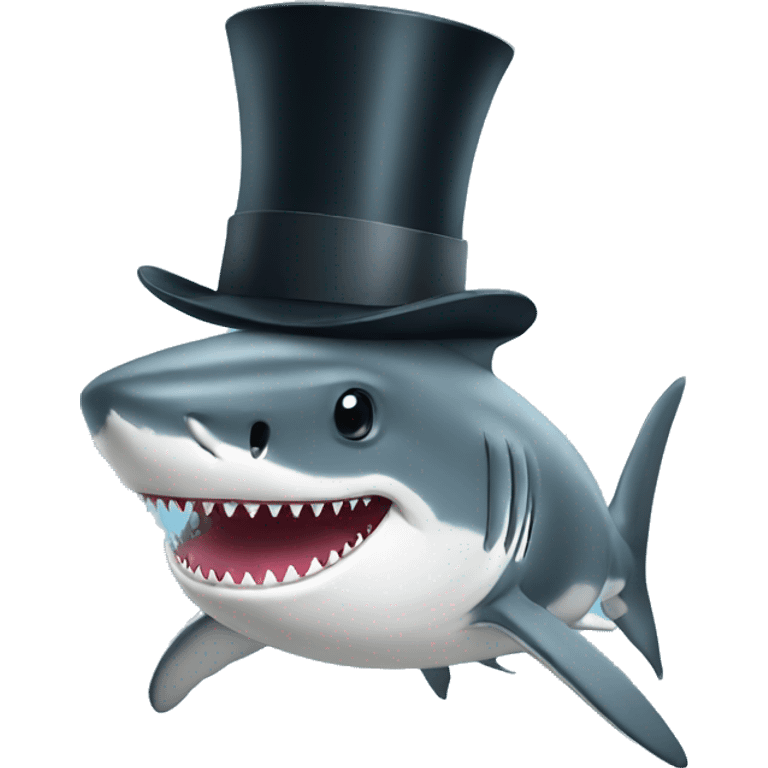 Shark with a top hat emoji