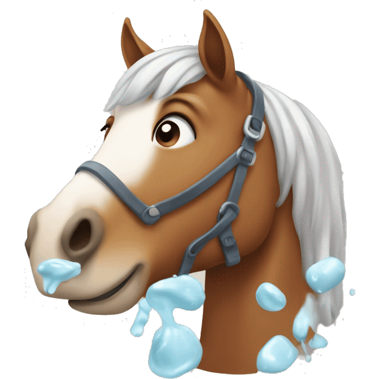 Horse with soap emoji