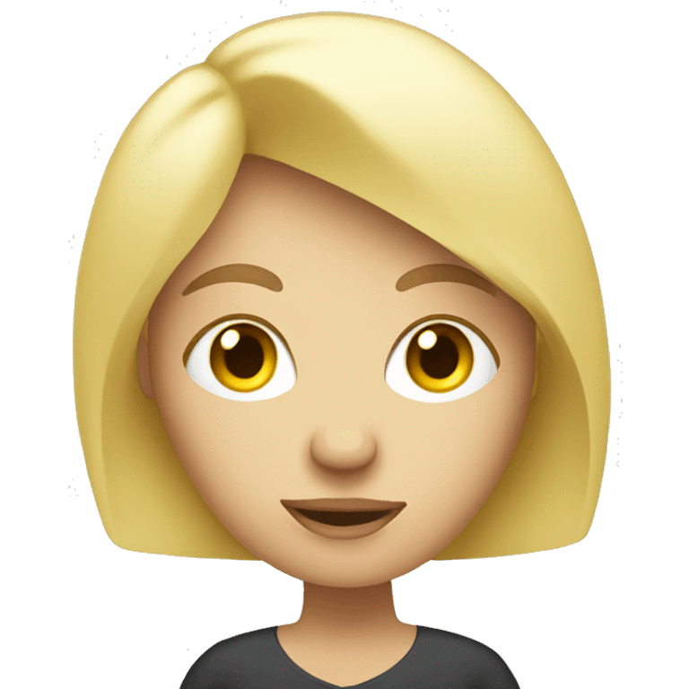 blonde cartoon woman with word bubble emoji