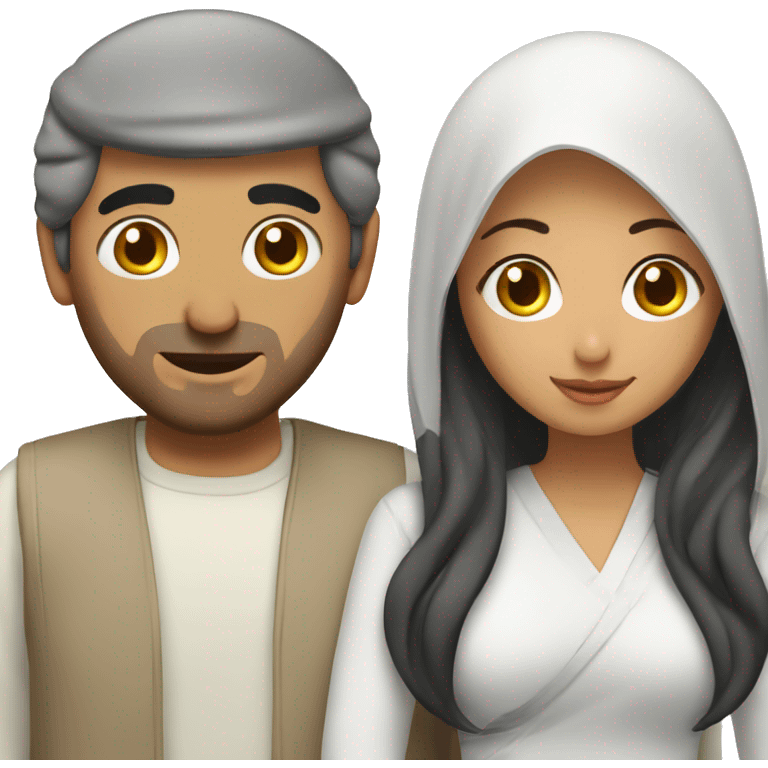 arab man in love with asian woman emoji