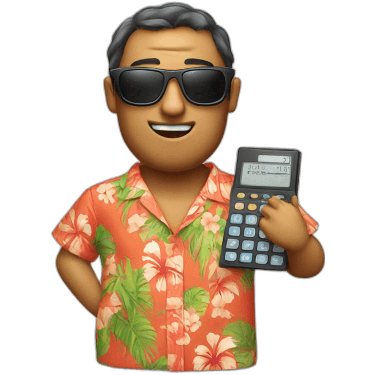 calculator wearing sunglasses and a Hawaiian shirt emoji