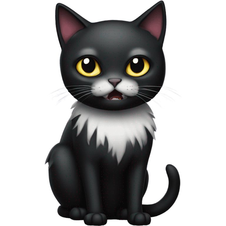 terrified black magic cat, gothic style emoji