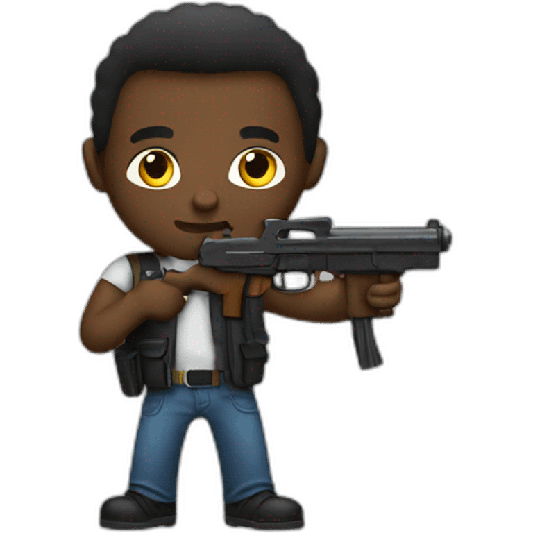 Black guy with a gun emoji