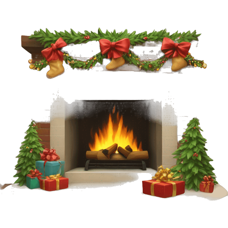 Christmas decorated fireplace emoji