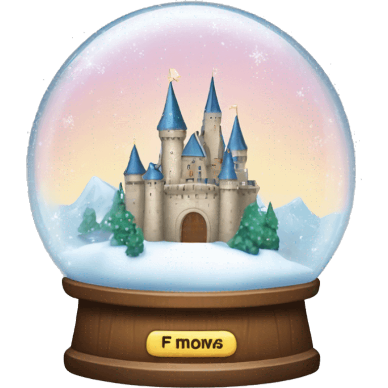 Sparkling snow globe with a castle emoji