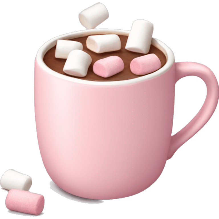 Light Pink mug of hot chocolate with marshmallows  emoji