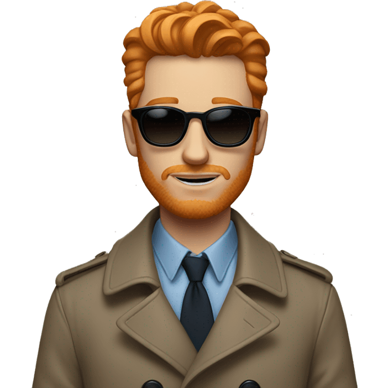 ginger man, sunglasses, soul patch, short hair, trench coat, blue undershirt emoji