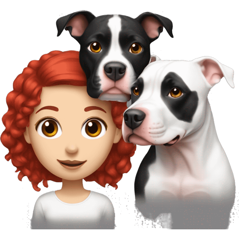 Black and white pitbull with red head girl owner emoji