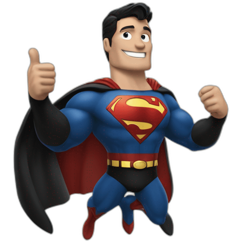 superman giving a thumbs up with black suit from justice leage emoji