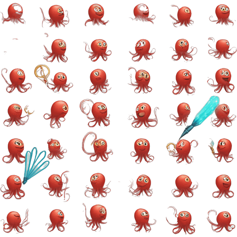 red octopus holding fairy wand emoji