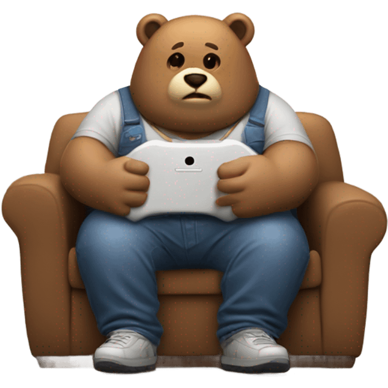 Fat man gamer with bear emoji