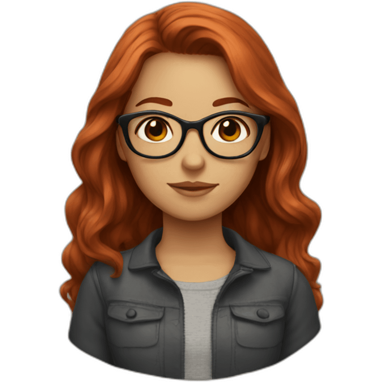 girl with auburn hair and glasses emoji