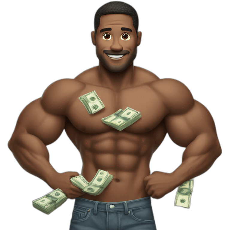 Man flexing money emoji