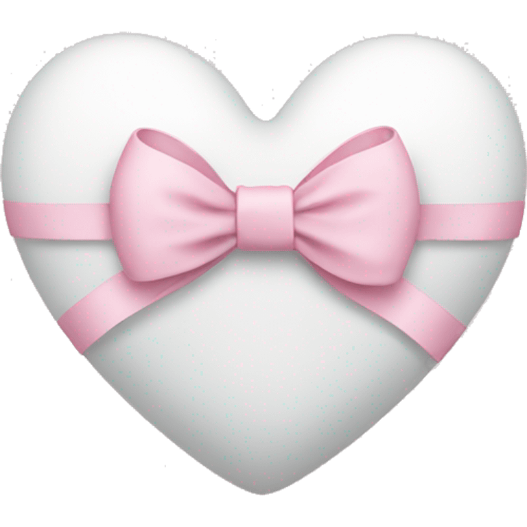 white heart with light pink ribbon bow emoji