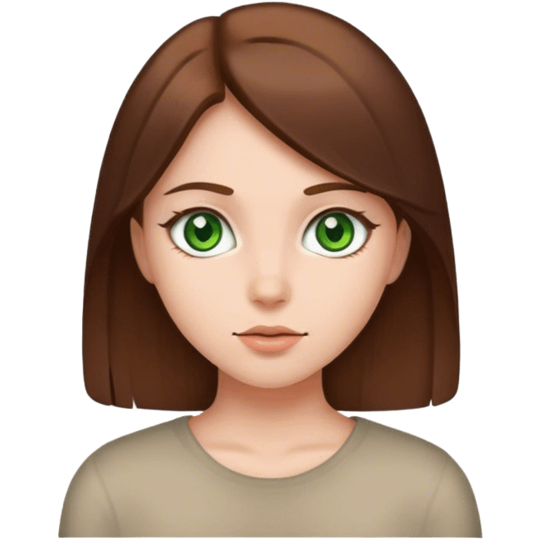 Girl with straight brown hair and green eyes emoji