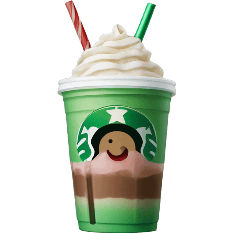 Peppermint Starbucks Frappuccino with one straw emoji