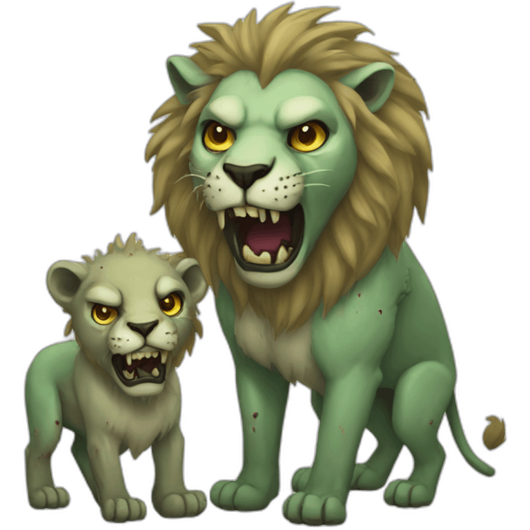 Zombie lions undead male and female together emoji