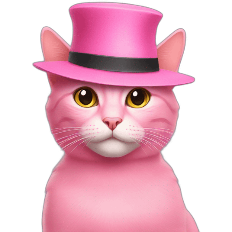 Photo of a pink cat with a hat emoji