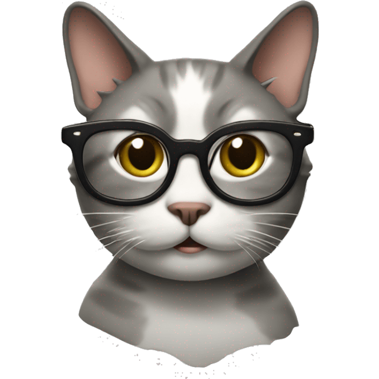 Cat in toilet with glasses emoji