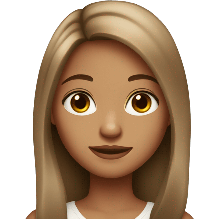 fair medium tan skin girl with hazel eyes and brown long hair  emoji