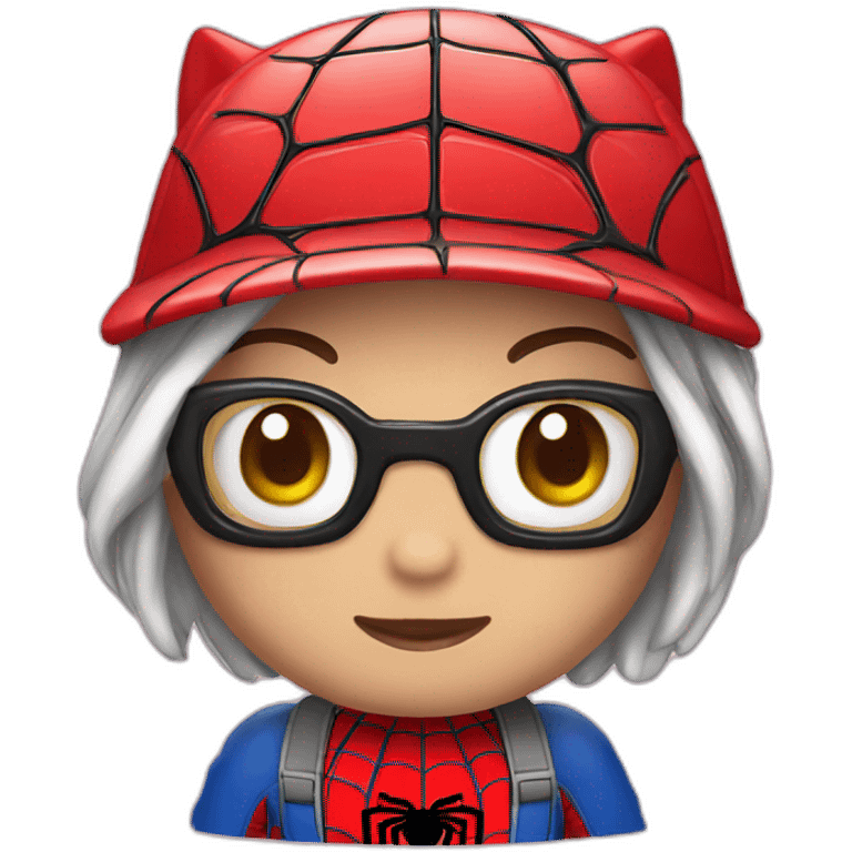 Hello kitty with a spider man cap (very cute) emoji