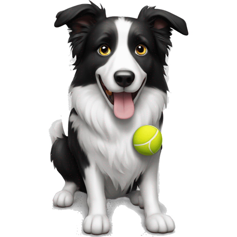 Border collie dog con una pelota de tenis en la boca emoji