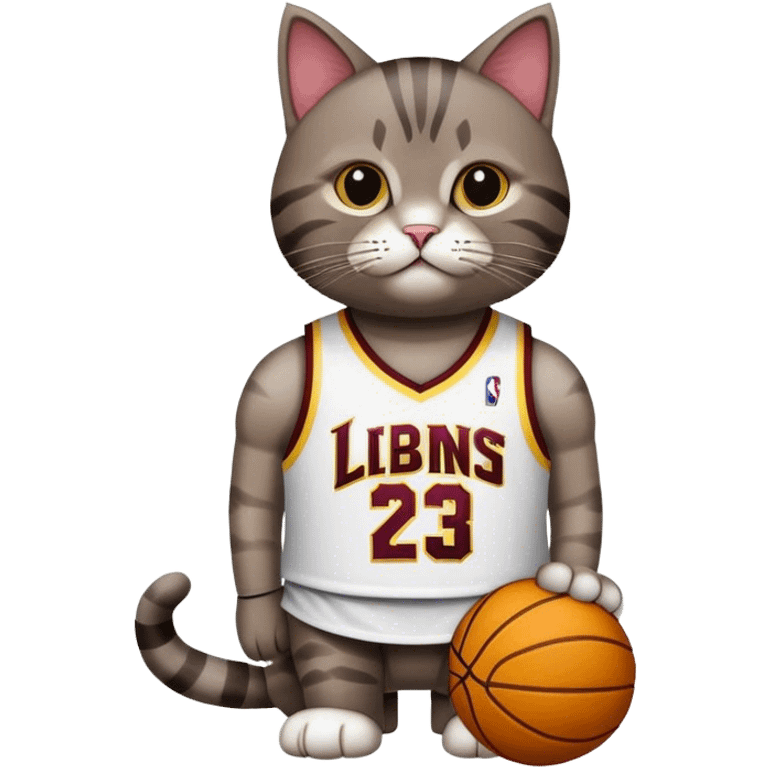 cat wearing lebron james jersey emoji