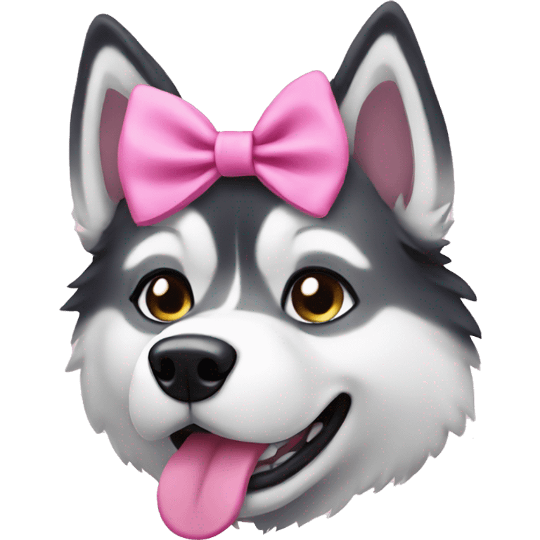 husky with a pink bow emoji