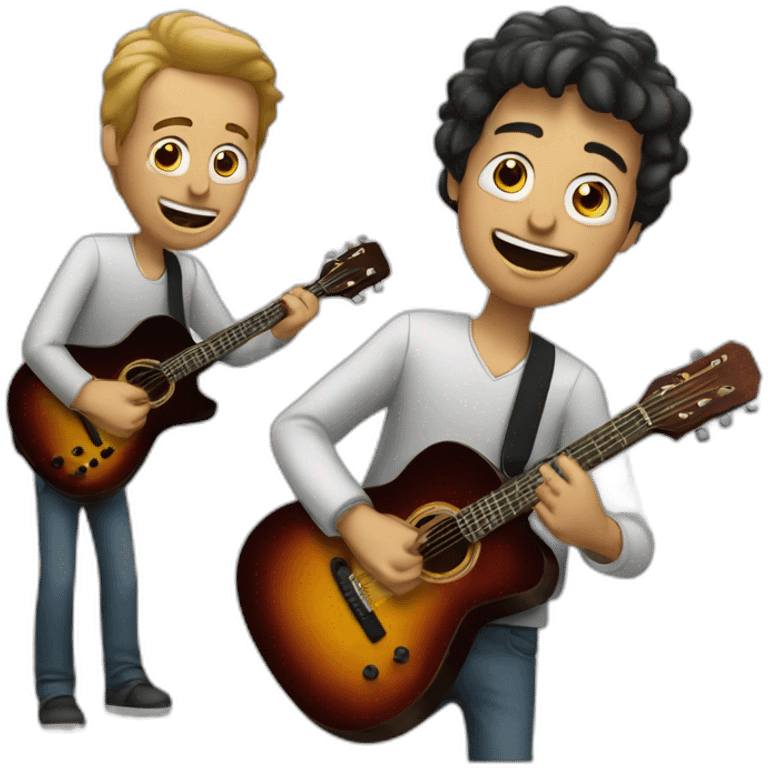 A man playing guitar and another playing synthetiser  emoji