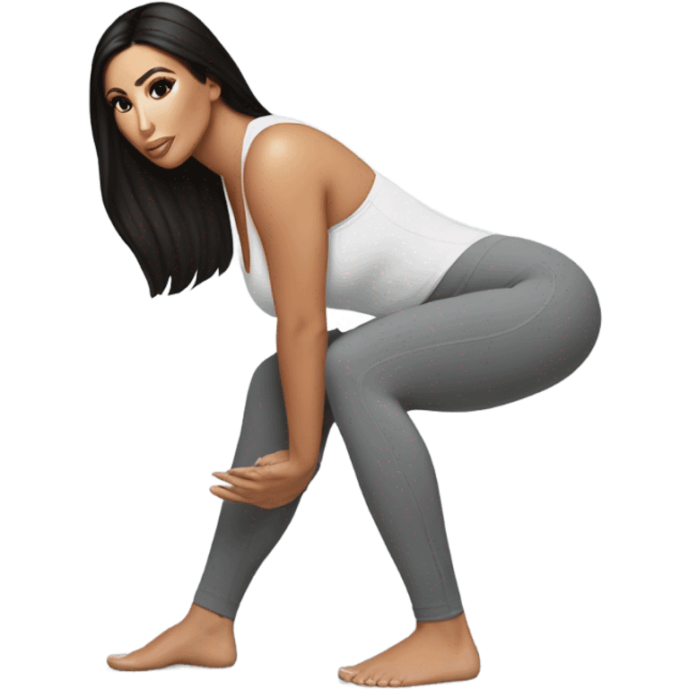 Kim K squatting  in yoga pants emoji