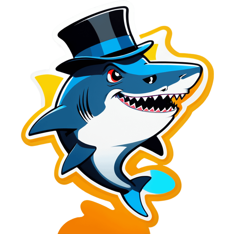 Shark with a top hat emoji