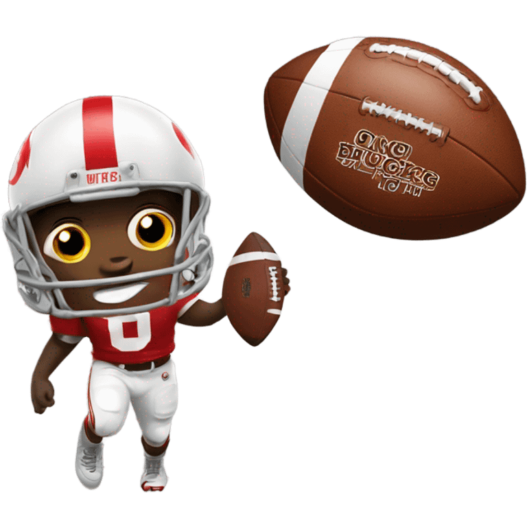 Brutus buckeye with football emoji