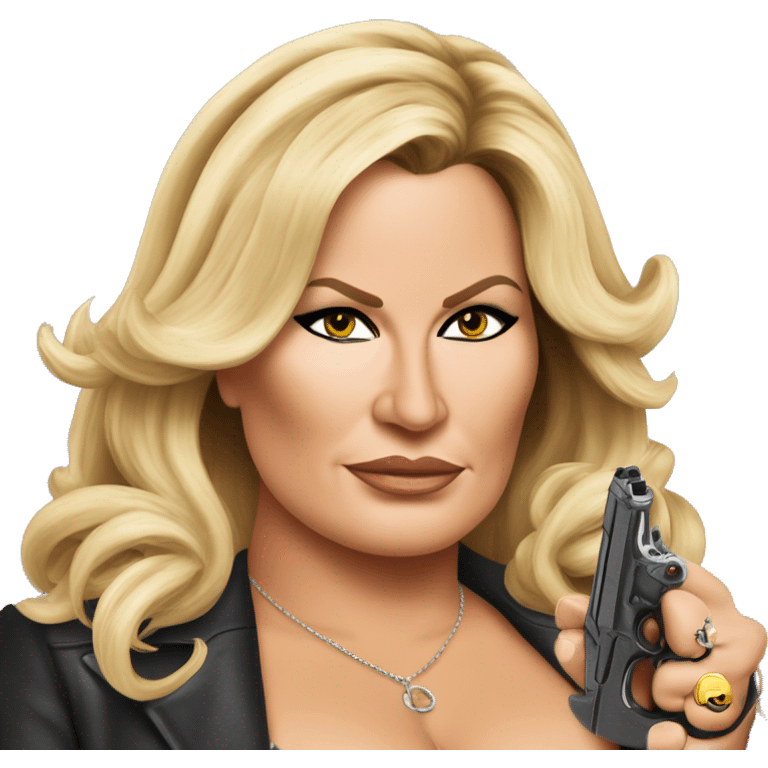 Jennifer Coolidge with a gun emoji