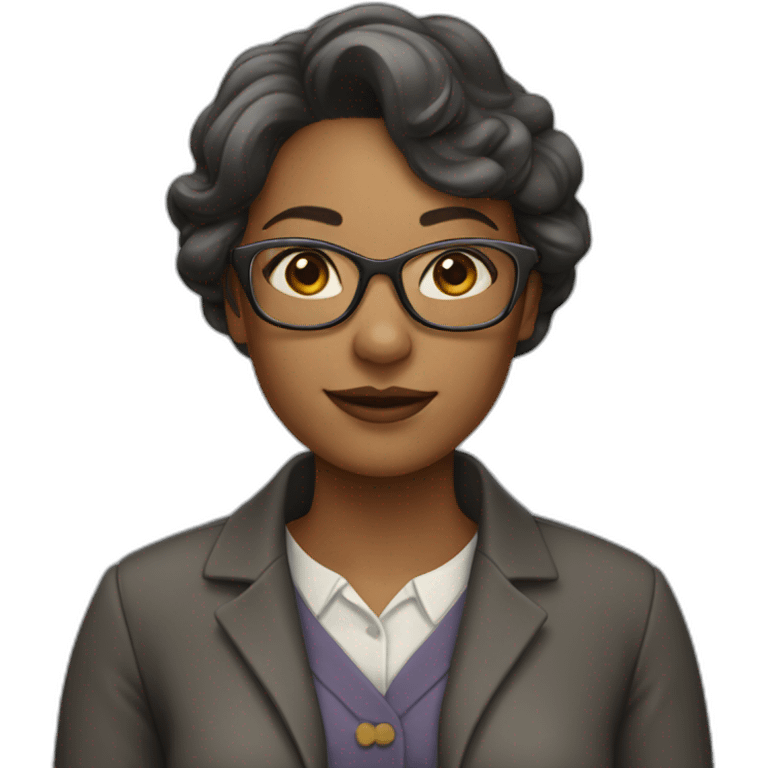 smart woman with glasses, dressed as a university professor, with neutral colored skin emoji