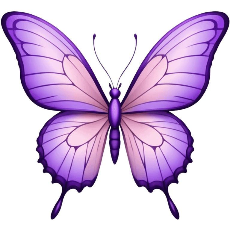 a stunningly detailed butterfly with lilac and purple wings. The wings should display a harmonious blend of swirling and geometric designs, giving them a mystical and artistic feel. The butterfly should have a graceful, elongated body with a subtle metallic sheen, enhancing its enchanting presence. lavender blush  emoji