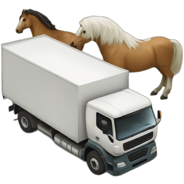 truck driven by a horse and a budgie emoji