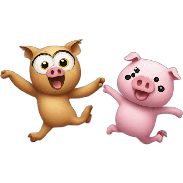 Owl and pig dancing emoji