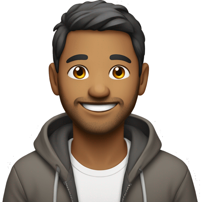 Indian morden male in hoodie, smiling  emoji