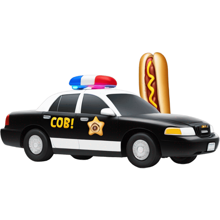 Cop car with a hot dog on it emoji