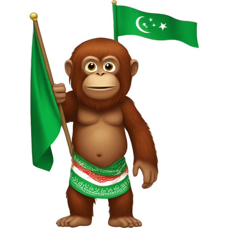 Orangutan with the flag of Turkmenistan emoji