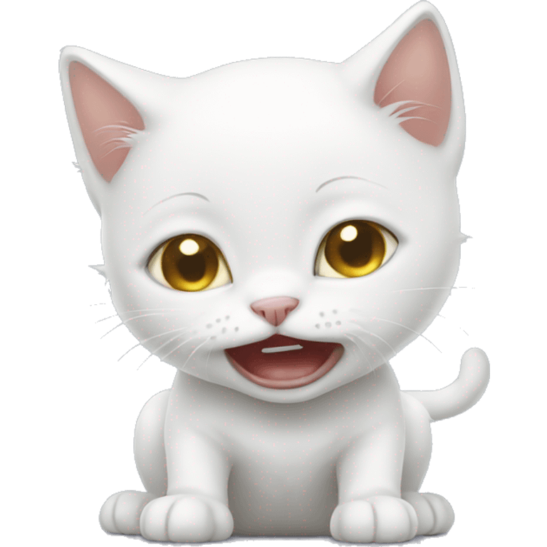 White kitten crying  emoji