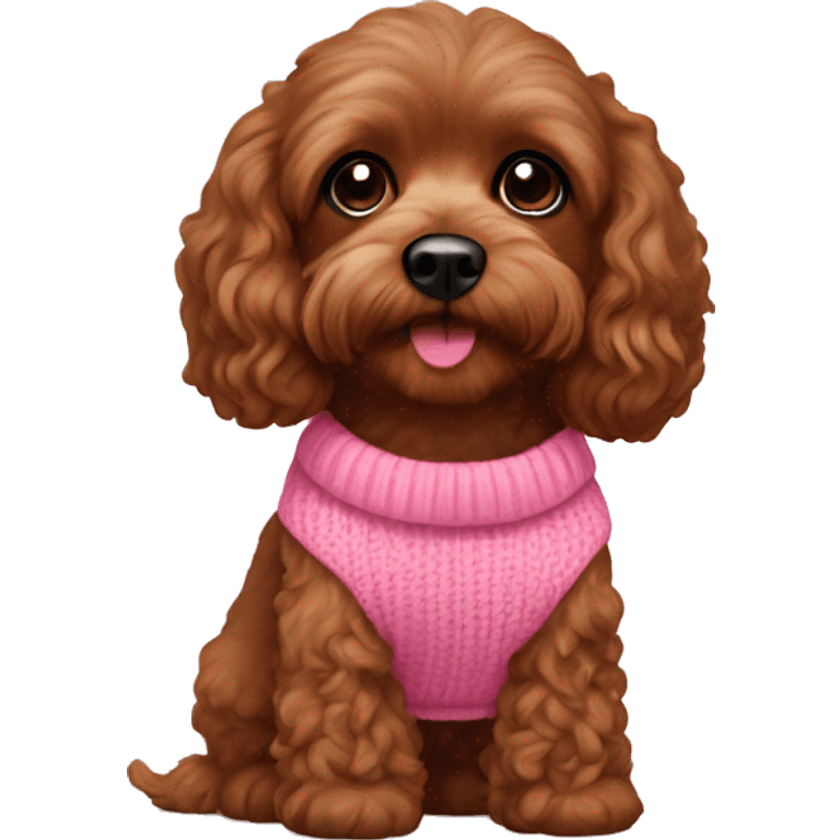 All brown Cavapoo with Hispanic girl both wearing pink sweaters emoji