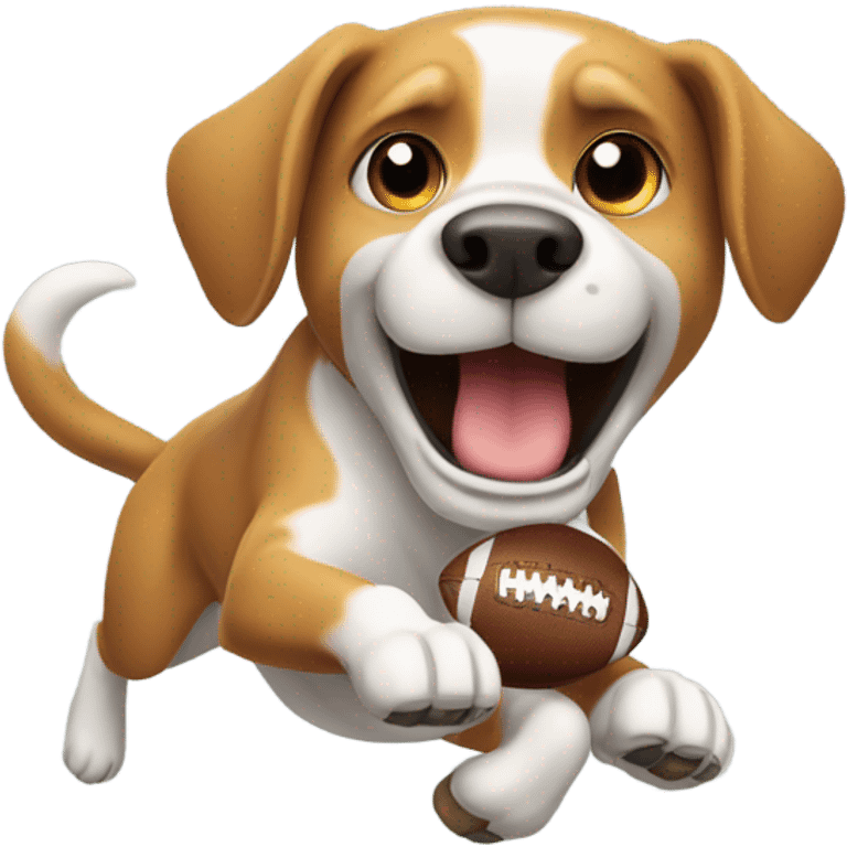 Dog playing football emoji