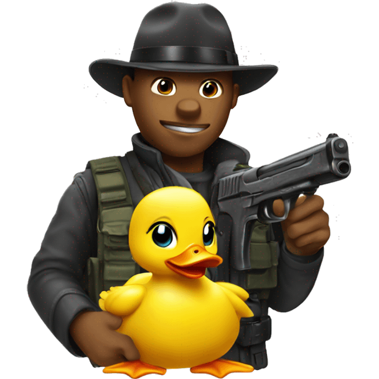 ducky with a toy-gun emoji