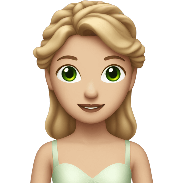 Ballerina with green eyes and light brown hair in a white and red costum  emoji